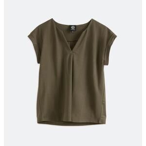 Bobeau Green Blouse Relaxed Fit V-Neck